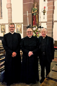 Fr Tom, Fr Ian and Fr Eddie with St Matthew